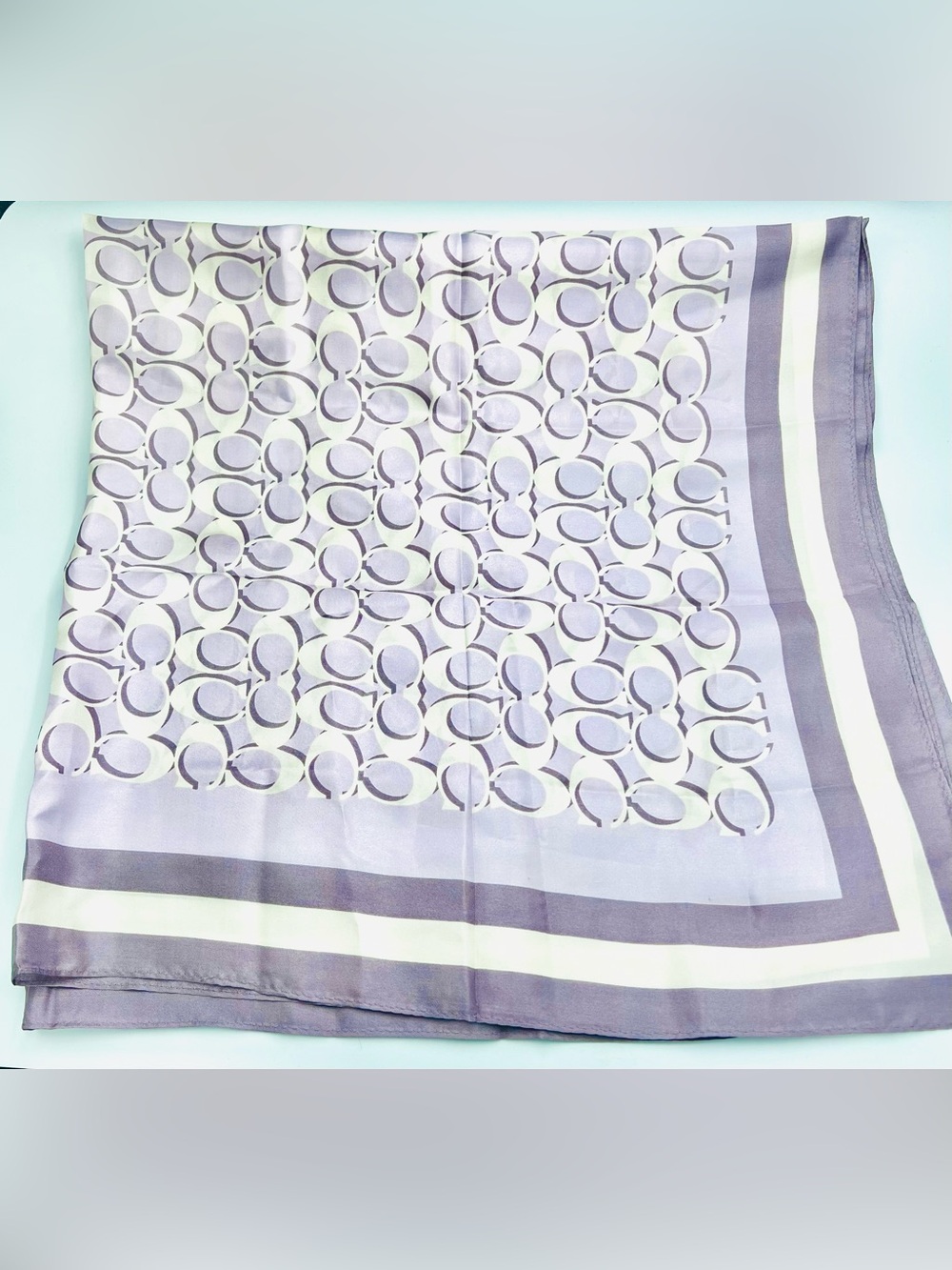 Coach Signature Logo Square Silk Scarf EUC